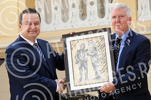 Minister of Foreign Affairs of Serbia Ivica Dacic and Kyle Randolph Scott - US ambassador have highlighted the Serbian flag at the residence. This marked the 100th anniversary of the Serbian flag being highlighted as the first flag of a foreign count