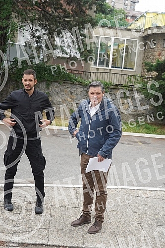 On the set of the new domestic series