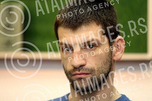 Press conference by Nikola Sjekloca, professional boxer held in press center of Crvena zvezda.Pres konferencija Nikole Sjekloce, profesionalnog boksera odrzana u pres centru SD Crvena zvezda.