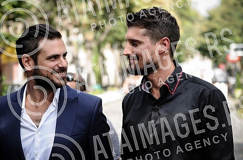 Press conference of Croatian cello duo - 2Cellos held in restaurant 