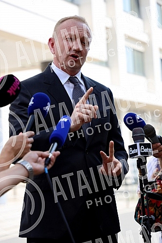The president of the Freedom and Justice Party, Dragan Djilas, gave a statement to the First Basic Public Prosecutor's Office regarding the charges he filed against Serbian President Aleksandar Vucic and Finance Minister Sinisa Mali for 