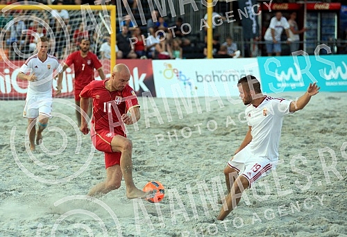 Euro Beach Soccer Cup 2016, quarter final game between Serbia and Hungary.Utakmica cetvrtfinala Evropskog kupa u fudbalu na pesku izmedju Srbije i Madjarske.