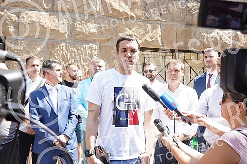 In front of the Supreme Court of Cassation, the press conference of the Democratic Party of Serbia regarding the decision of the Court of Appeal in the case in which the vice-president of that party, Uros Jankovic, was convicted of embezzlement with 