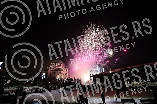 Traditional fireworks on the occasion of the Orthodox New Year's Eve at the Church of St. Sava.Tradicionalni vatromet povodom doceka Pravoslavne nove godine kod Hrama Svetog Save.