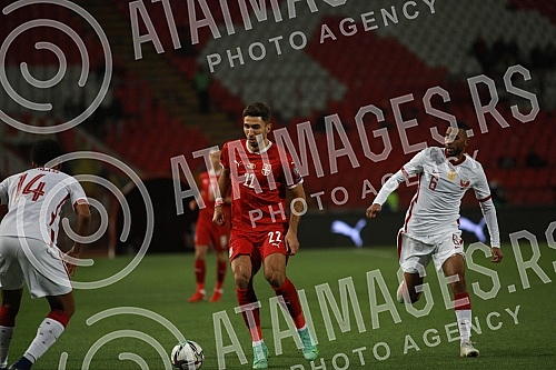 The football players of the national teams of Serbia and Qatar are playing a friendly match at the Rajko Mitic Stadium.Fudbaleri reprezentacija Srbije i Katara na stadionu Rajko Mitic igraju prijateljski mec.