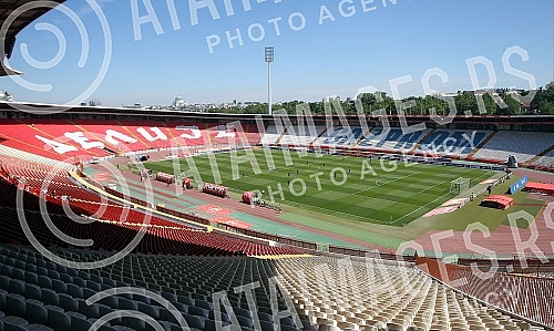 Training match between FC Red Star and FC Graficr played at the Rajko Mitic stadium. Trening utakmica FK Crvena zvezda i FK Graficar odigrana na stadionu Rajko Mitic.