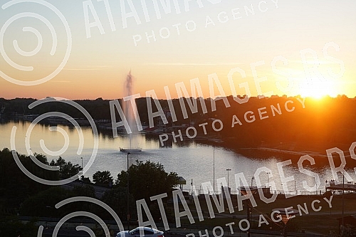 View of Belgrade from the terrace of the Ada Mall.Pogled na Beograd sa terase trznog centra Ada Mall.