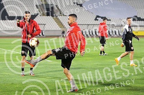 Press conference and practice of FC Skenderbeu on stadium FK Partizan.Pres konferencija i trening FC Skenderbeu na stadionu FK Partizan. 