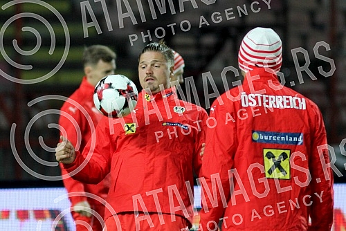 Press Conference and Training of the Austrian national football team (Osterreichische Team) held at the stadium 