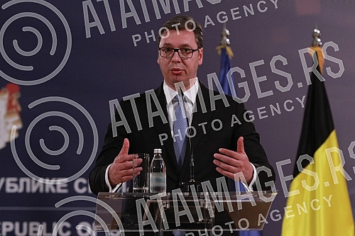 A meeting of Aleksandar Vucic, president of Republic of Serbia and  Prime Minister of the Kingdom of Belgium Charles Michel.Sasatanak Aleksandra Vucica, predsednika Srbije i Carlsa Micela, premijera Kraljevine Belgije.