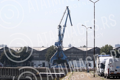 Belgrade Port on river Danube.Luka Beograd na reci Dunav.