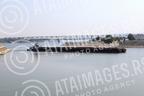 Belgrade Port on river Danube.Luka Beograd na reci Dunav.