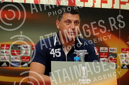 Press conference of Vladan Milojevic, coach of the FC Red Star before the match of the first round of Europa League (Group H) against BATE Borisov.Pres konferencija Vladana Milojevica, trenera Fudbalskog kluba Crvena zvezda pred utakmicu prvog kola 