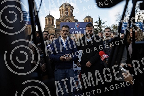In Tasmajdan Park, People's Party President Vuk Jeremic issued a statement regarding criminal charges against Serbian Prime Minister Ana Brnabic and Ministers Zorana Mihajlovic and Irena Vujovic in connection with plans to open a Rio Tinto lithium mi