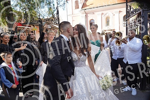 Bojana Rodic and Mirko Sijan, accompanied by relatives and friends, arrived for the wedding in the Church in Surcin, where Mirko was baptized as a baby.