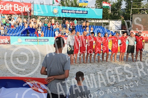 Euro Beach Soccer Cup 2016, quarter final game between Serbia and Hungary.Utakmica cetvrtfinala Evropskog kupa u fudbalu na pesku izmedju Srbije i Madjarske.