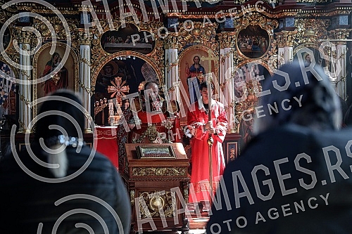 Morning liturgy at a church in a settlement Jacovo.Jutarnja liturgija u crkvi u naselju u Jakovu.