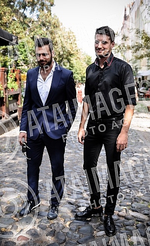 Press conference of Croatian cello duo - 2Cellos held in restaurant 