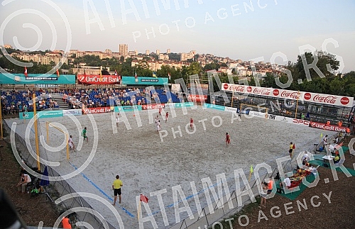 Euro Beach Soccer Cup 2016, quarter final game between Serbia and Hungary.Utakmica cetvrtfinala Evropskog kupa u fudbalu na pesku izmedju Srbije i Madjarske.