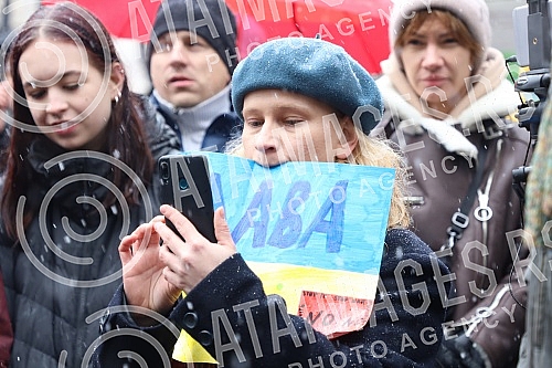 A gathering of non-governmental organizations against the Russian invasion of Ukraine began in Knez Mihailova Street in downtown Belgrade, in front of the Cultural Center.Skup nevladinih organizacija protiv ruske invazije na Ukrajinu, poceo je u Kn