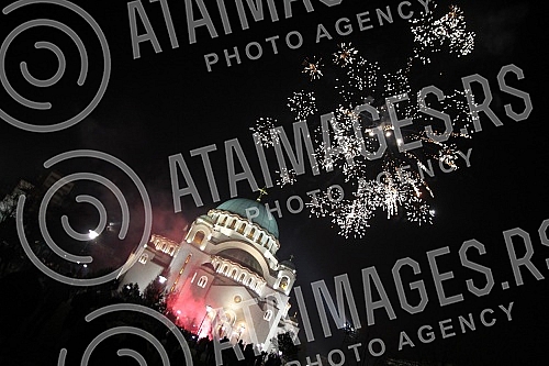 Proslava, sa vatrometom, Srpske (Pravoslavne) Nove godine ispred Hrama Svetog Save. Proslava, sa vatrometom, Srpske (Pravoslavne) Nove godine ispred Hrama Svetog Save.