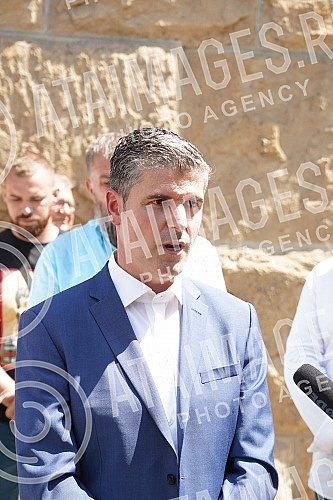 In front of the Supreme Court of Cassation, the press conference of the Democratic Party of Serbia regarding the decision of the Court of Appeal in the case in which the vice-president of that party, Uros Jankovic, was convicted of embezzlement with 