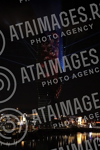 On the facade of the Belgrade Tower, the new symbol of Belgrade, in the first hour after midnight, the messages 