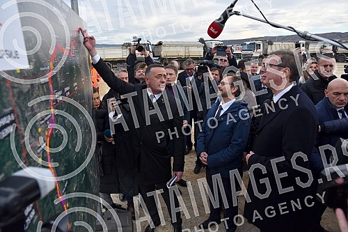 The President of the Republic of Serbia, Aleksandar Vucic, attended the ceremony marking the beginning of works on the construction of the highway E-80 Nis (Merosina) - Plocnik (Beloljin), phase 1, section Merosina-Merosina 1.Predsednik Republike S