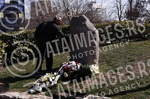 Remembrance, flowers and lighting of candles on the monument 