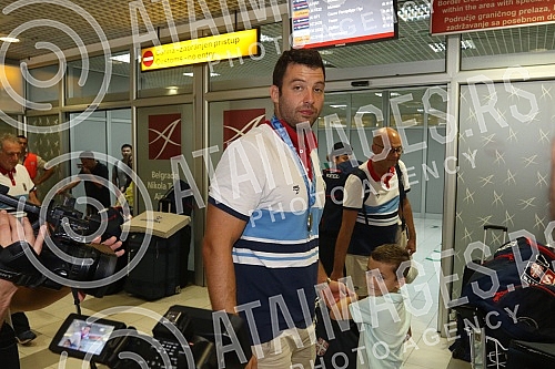 Arrival of the Serbian water polo team at the airport