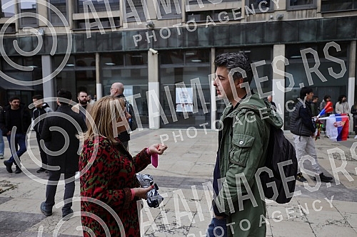 Students are not for sale - protest of students on the plateau near the Faculty of Philosophy.Studenti nisu na prodaju - protest studenata i studentkinja na platou kod Filozofskog fakulteta.