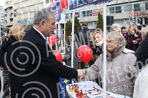 At the Terazije Fountain, representatives of the At the Terazije Fountain, representatives of the