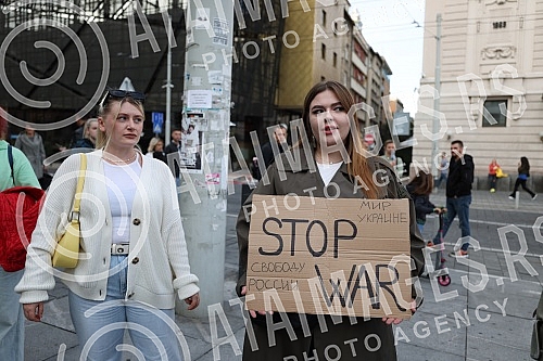 Protest of Russian emigrants against the mobilization that is being carried out in Russia, and at the invitation of the Russian movement 