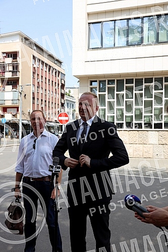 The president of the Freedom and Justice Party, Dragan Djilas, gave a statement to the First Basic Public Prosecutor's Office regarding the charges he filed against Serbian President Aleksandar Vucic and Finance Minister Sinisa Mali for 