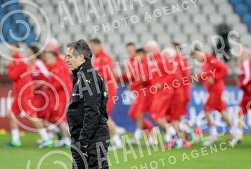 Press Conference and Training of the Austrian national football team (Osterreichische Team) held at the stadium 