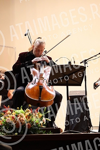 The concert of the chamber ensemble of 13 strings and Denis Shapovalov (cello and electric cello) as part of the 53rd edition of BEMUS was held in the great hall of Kolarac's endowment, and Shapovalov performed a program - 
