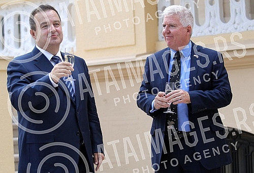 Minister of Foreign Affairs of Serbia Ivica Dacic and Kyle Randolph Scott - US ambassador have highlighted the Serbian flag at the residence. This marked the 100th anniversary of the Serbian flag being highlighted as the first flag of a foreign count
