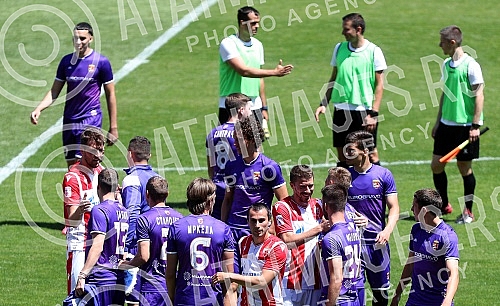Training match between FC Red Star and FC Graficr played at the Rajko Mitic stadium. Trening utakmica FK Crvena zvezda i FK Graficar odigrana na stadionu Rajko Mitic.