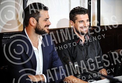 Press conference of Croatian cello duo - 2Cellos held in restaurant 