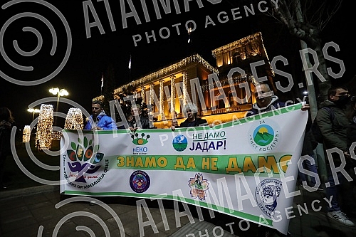 In front of the building of the Presidency, a protest initiative of the Start - Change and the Association of Environmental Organizations of Serbia with a request to permanently ban the exploration and exploitation of pine and lithium on the territor