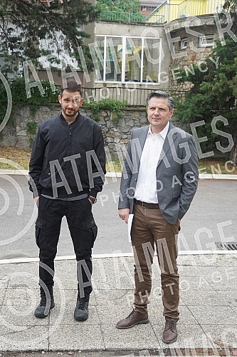 On the set of the new domestic series