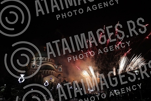 Traditional fireworks on the occasion of the Orthodox New Year's Eve at the Church of St. Sava.Tradicionalni vatromet povodom doceka Pravoslavne nove godine kod Hrama Svetog Save.