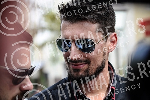 Press conference of Croatian cello duo - 2Cellos held in restaurant 