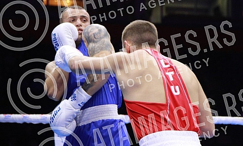 2021 Olympic Boxing World Championships - Stark Arena. Round 32, Light Middleweight (71kg), Saimonas Banys (Lithuanian) (RED) vs Aban Beqiri (Albania).
Svetsko prvenstvo u olimpijskom boksu 2021 - Stark arena. 2021 Olympic Boxing World Championships - Stark Arena. Round 32, Light Middleweight (71kg), Saimonas Banys (Lithuanian) (RED) vs Aban Beqiri (Albania).
Svetsko prvenstvo u olimpijskom boksu 2021 - Stark arena.