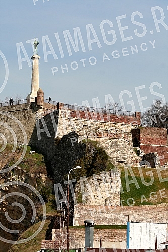 View from the Danube and Sava Rivers to Belgrade.Pogled na Beograd sa reka Dunav i Sava. 