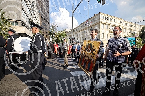 Today, the City of Belgrade celebrates its glory, the Ascension of the Lord - Savior's Day, and on that occasion, this year the Savior's Day liturgy passed through the central city streets and reached the plateau in front of the Temple of St. Sava, w