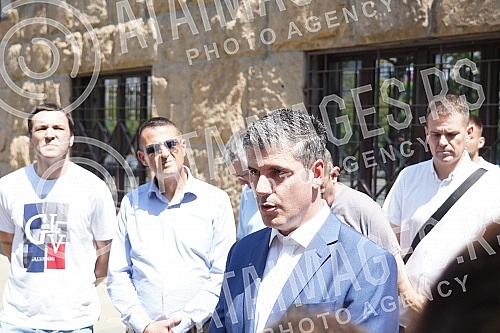 In front of the Supreme Court of Cassation, the press conference of the Democratic Party of Serbia regarding the decision of the Court of Appeal in the case in which the vice-president of that party, Uros Jankovic, was convicted of embezzlement with 