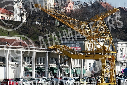 View from the Danube and Sava Rivers to Belgrade.Pogled na Beograd sa reka Dunav i Sava. 