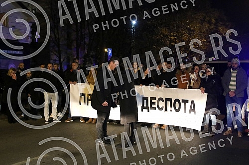 Parents, family and friends of little Despot Mrdjic, who was killed in Prvomajska Street in Zemun on November 24, 2020, when his leg was stuck in the door when getting off the bus, gathered tonight, on the anniversary of his death, and blocked traffi