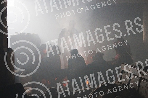 Abandoned hangar behind the bus and train station where the migrants from war-torn countries (Middle East) have found refuge on the road to European Union countries.Napusteni hangar iza autobuske i zelezniccke stanice na kome su migranti iz ratom za